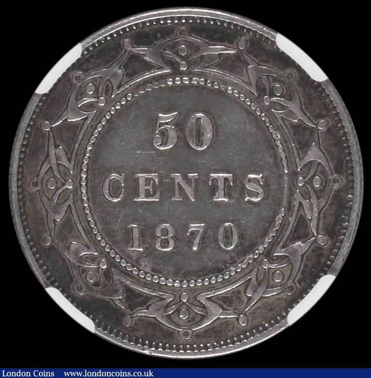 London Coins : A182 : Lot 1032 : Canada - Newfoundland 50 Cents 1870 KM#6 in an NGC holder and graded VF35