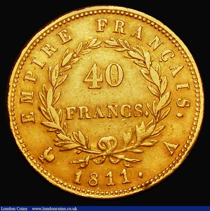 London Coins : A182 : Lot 1111 : France 40 Francs Gold 1811A Paris Mint KM#696.1 Good Fine with a thin scratch on the obverse