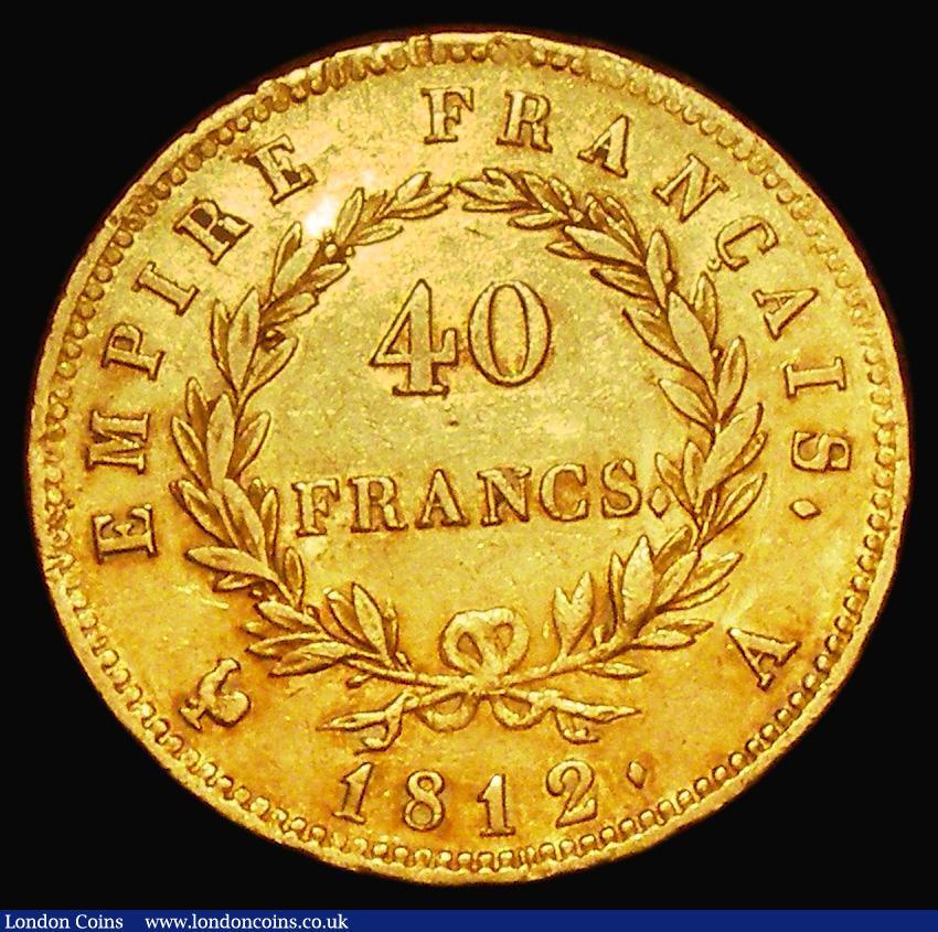 London Coins : A182 : Lot 1113 : France 40 Francs Gold 1812A Paris Mint,KM#696.1 Good Fine with a striking flaw on the neck