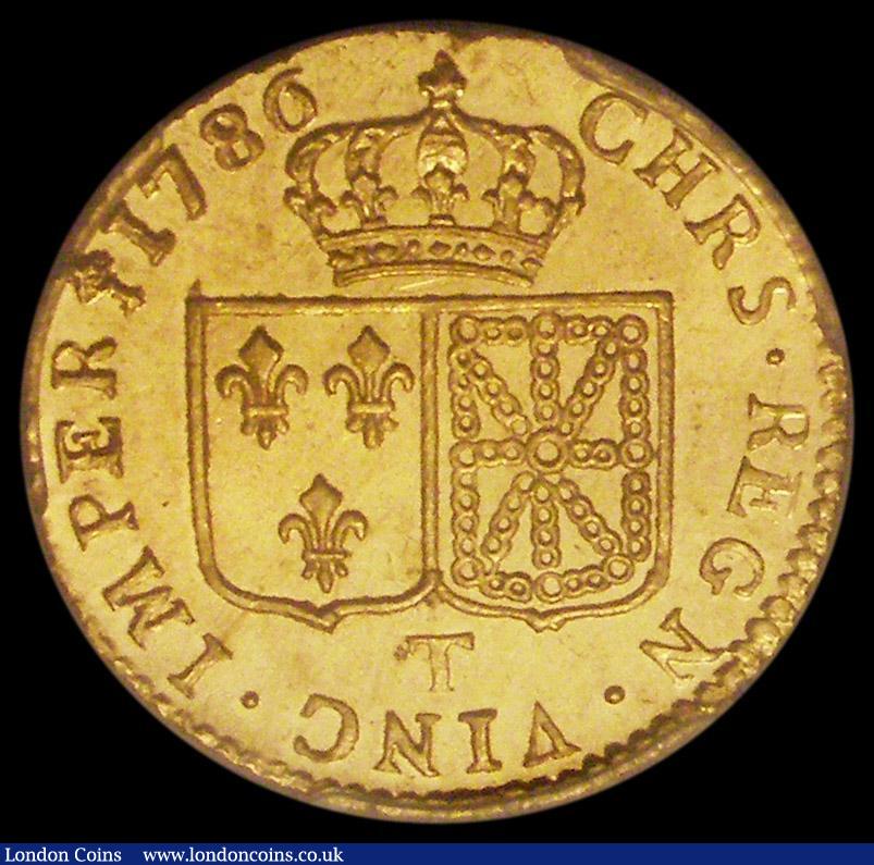 London Coins : A182 : Lot 1132 : France Louis D' Or 1786 T PCGS MS63 a spectacular piece