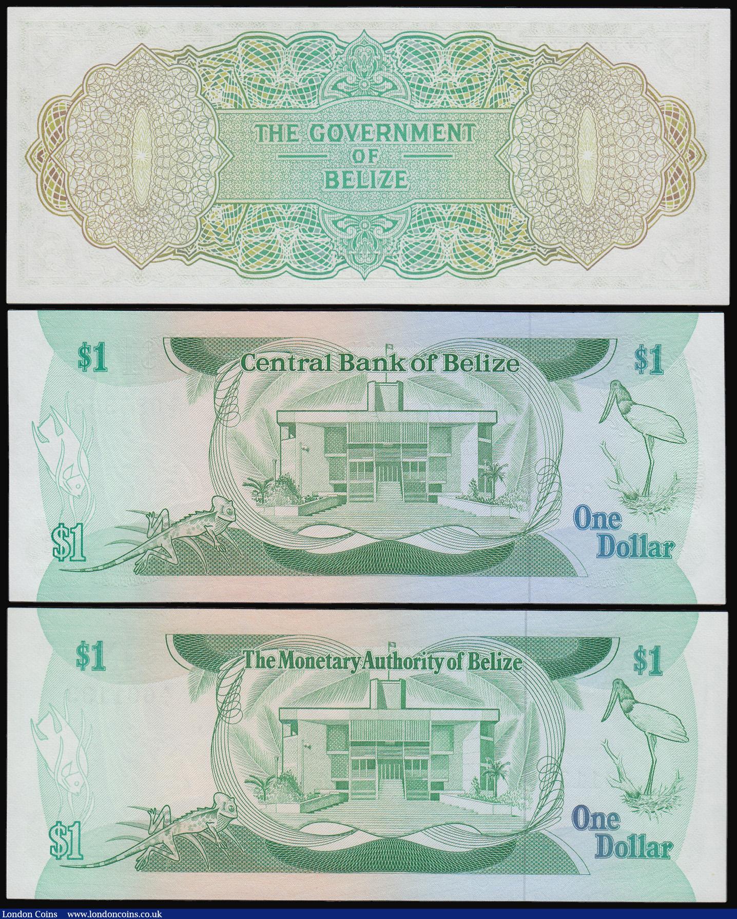London Coins : A182 : Lot 118 : Belize 1 Dollars (3) 1st June 1975 Pick 33b, 1st June 1980 Pick 38a, and 1st January 1987 Pick 46c a...