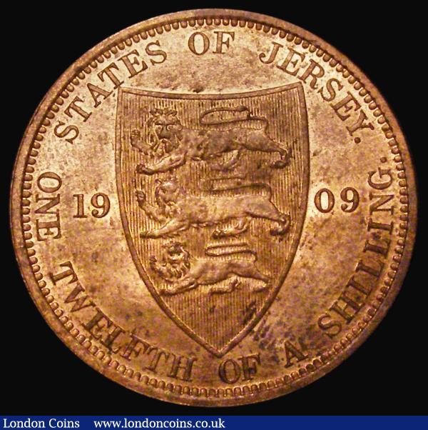 Jersey 1/12th Shilling 1909 S.7009 UNC, the reverse with lustre, the obverse with subdued lustre, comes with collectors ticket stating 10/75 UNC £6 : World Coins : Auction 182 : Lot 1242