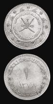 London Coins : A182 : Lot 1267 : Muscat and Oman Saidi Rial AH1378 and Oman Omani Rial 1978 FAO Fish both Unc
