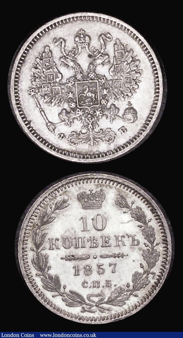 Russia 10 Kopeks (2) 1857 and 1861 both nicely toned Unc or near so  : World Coins : Auction 182 : Lot 1309