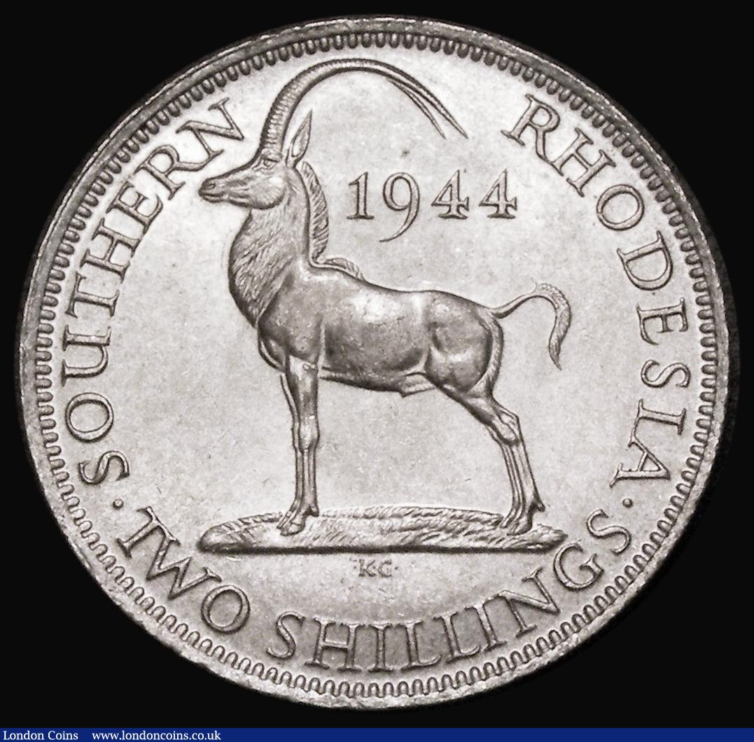 London Coins : A182 : Lot 1346 : Southern Rhodesia Two Shillings 1944 KM#19a UNC and lustrous, the reverse with some minor contact ma...