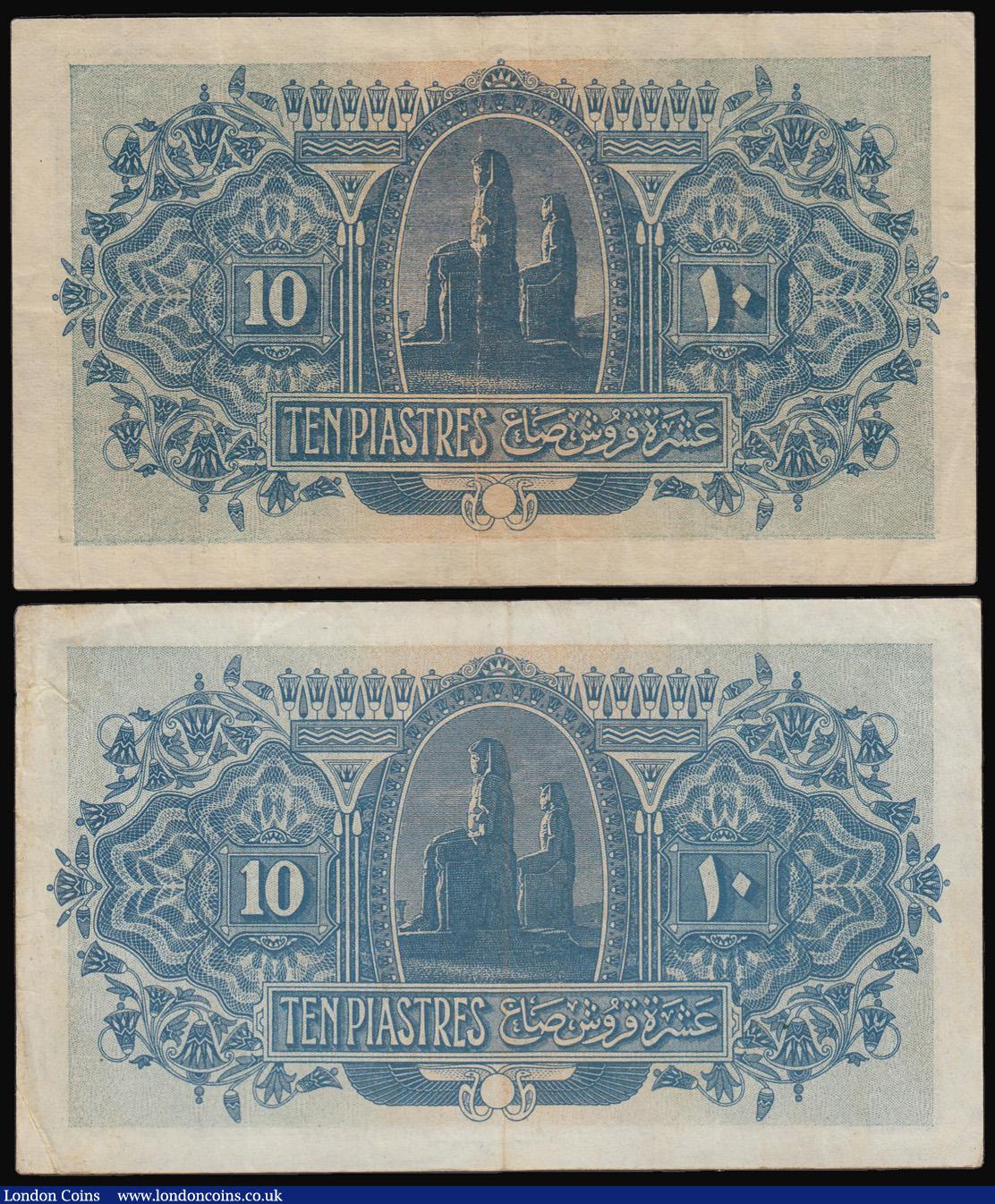 London Coins : A182 : Lot 151 : Egypt, EGYPT GOVERNMENT CURRENCY NOTE 10 Piastres 27 May 1917 green and orange (2) E/37 30829 Fine a...