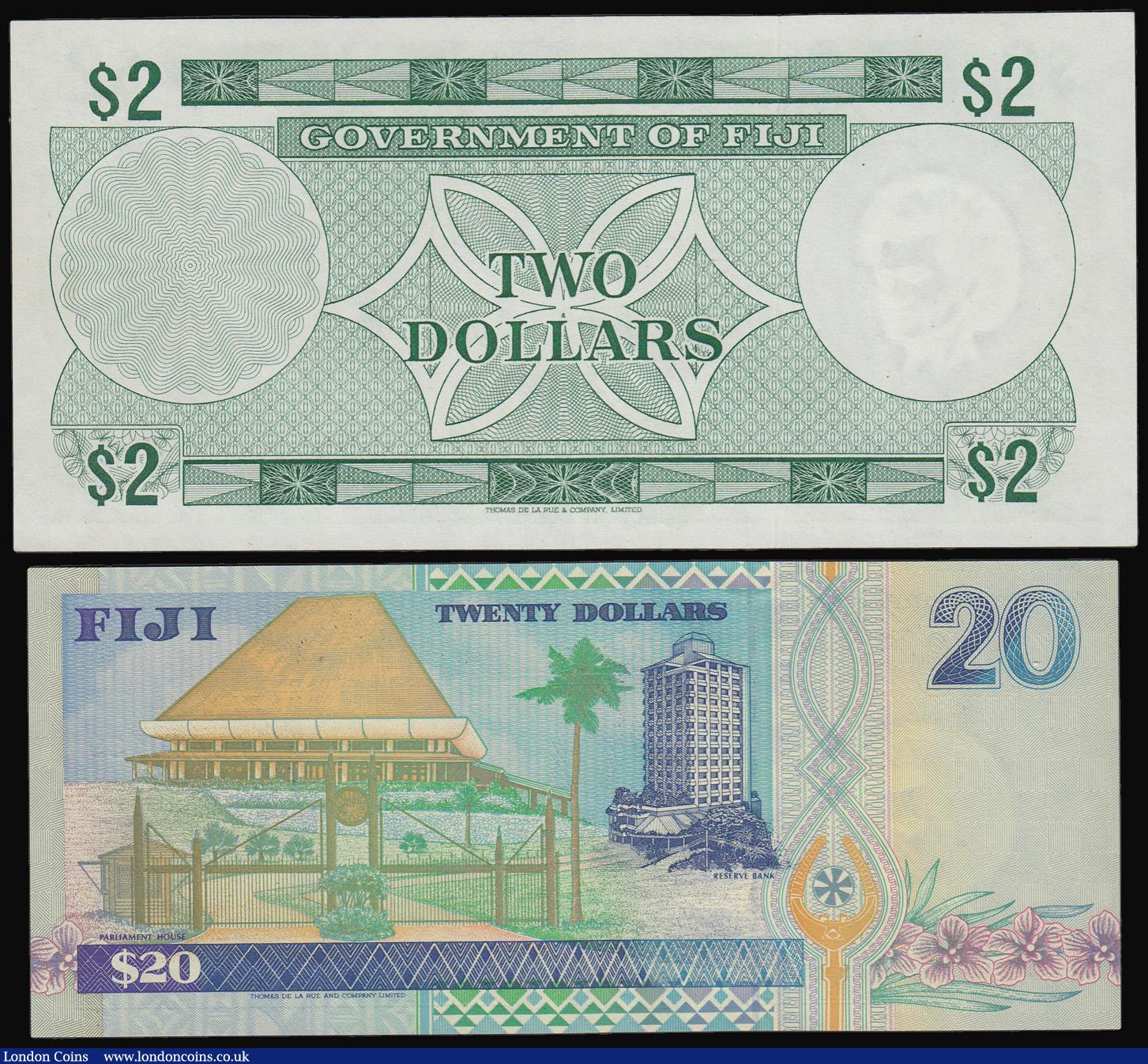 London Coins : A182 : Lot 156 : Fiji 2 Dollars (1971) Wesley Barret Pick 66a, 20 Dollars Pick 99b both Unc