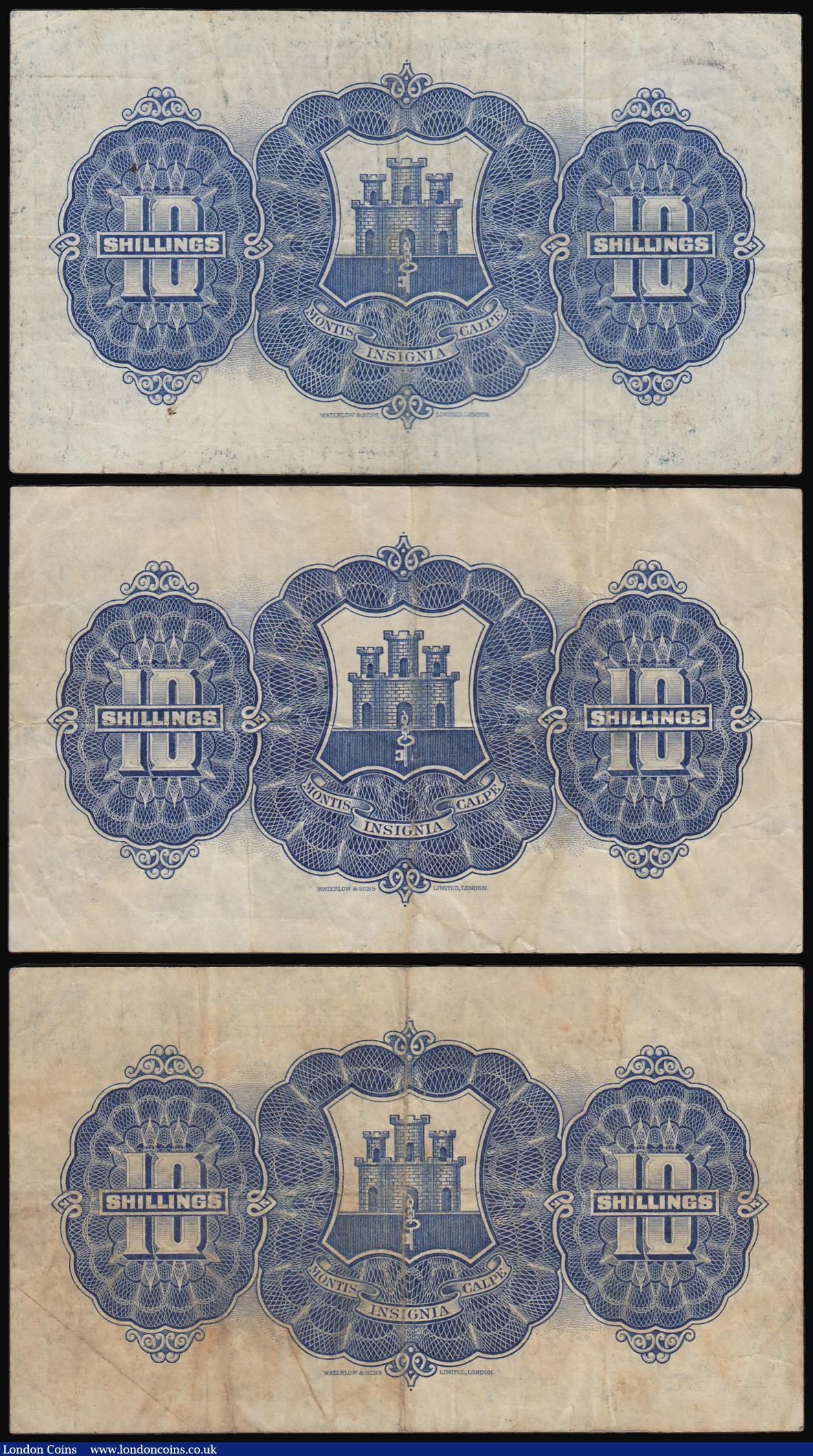 London Coins : A182 : Lot 161 : Gibraltar 10 Shillings (3) 1st February 1937, 1st June 1942 and 1st July 1954 average Fine