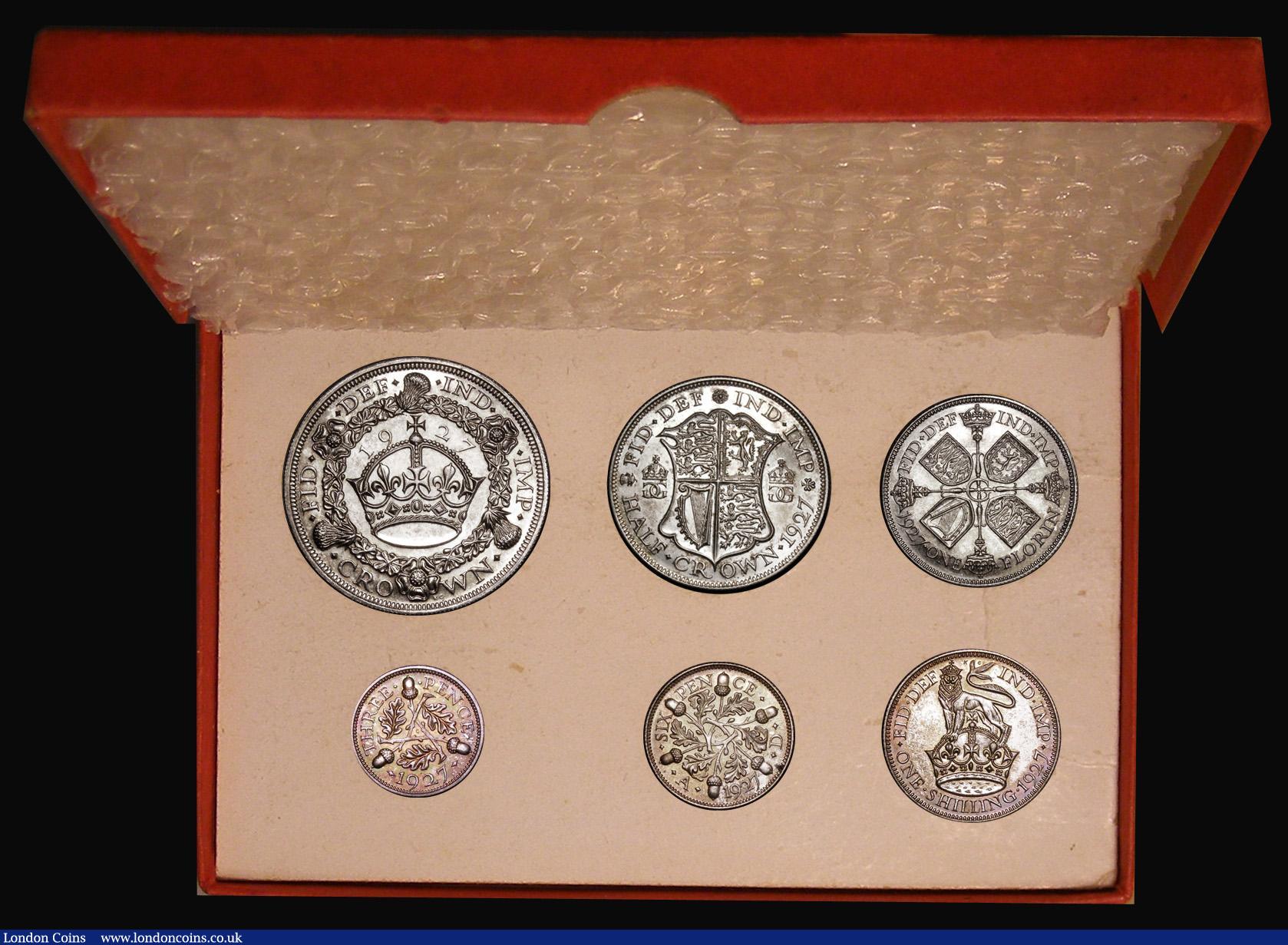 London Coins : A182 : Lot 1869 : Proof Set 1927 (6 coins) Crown to Silver Threepence nFDC to FDC with some toning, a most attractive ...