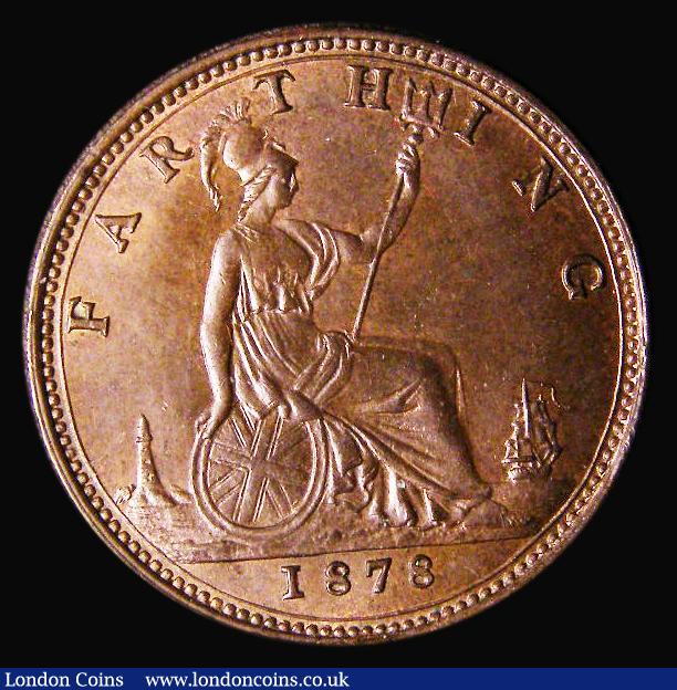 London Coins : A182 : Lot 1911 : Farthing 1878 Freeman 536, dies 5+C, Toned UNC with traces of lustre and choice, in an LCGS holder a...