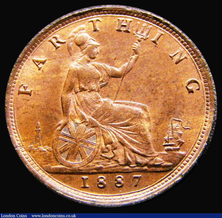 London Coins : A182 : Lot 1918 : Farthing 1887 Freeman 559, dies 7+F, UNC the obverse lustrous, the reverse toned, in an LCGS holder ...