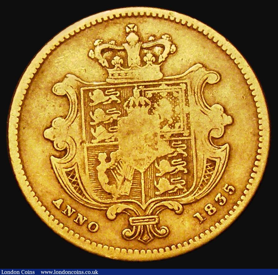 London Coins : A182 : Lot 1994 : Half Sovereign 1835 Marsh 411, S.3831 VG, all William IV Half Sovereigns scarce or rare