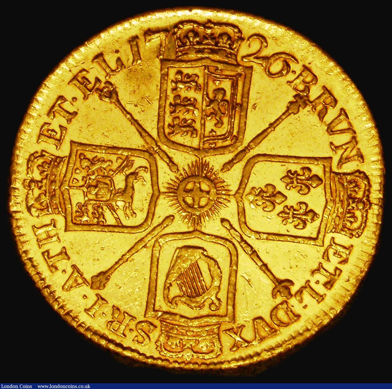 London Coins : A182 : Lot 2042 : Two Guineas 1726 S.3627 EF or near so and lustrous with some contact marks and light rub on the port...