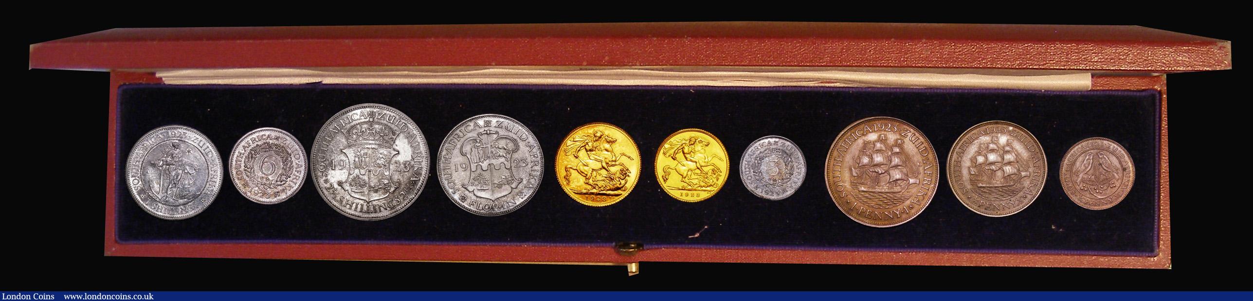 London Coins : A182 : Lot 2065 : South Africa Proof set 1923 the 10-coin set Sovereign to Farthing FDC or near so with some minor hai...