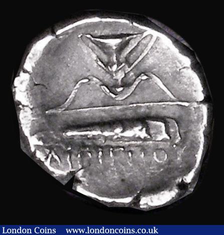 London Coins : A182 : Lot 2079 : Ancient Greece: Hemiobol in silver 11mm diameter Obverse: Head of Heracles right, Reverse: Club, qui...