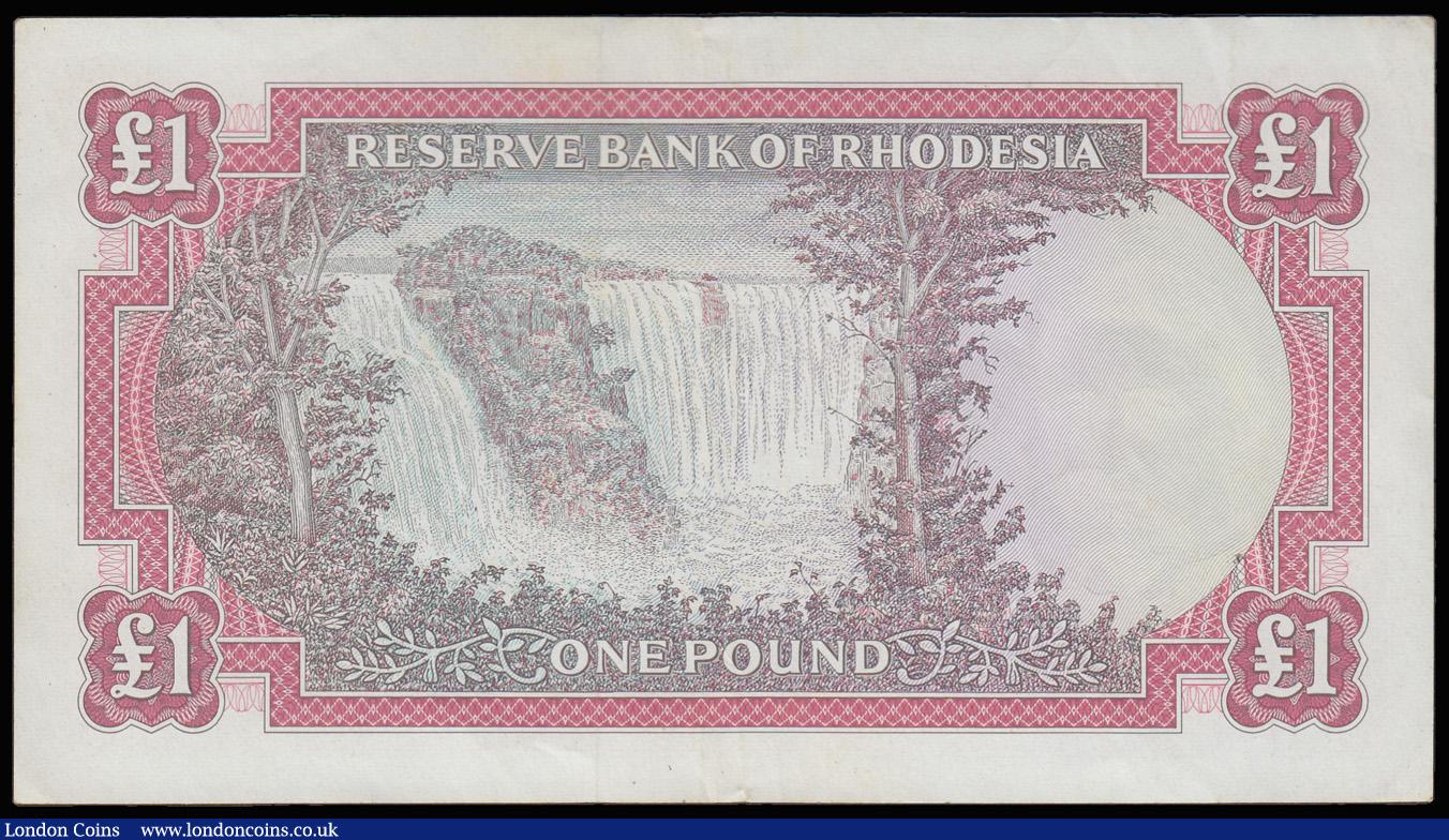 London Coins : A182 : Lot 213 : Rhodesia One Pound Salisbury 14 Oct 1968 K/29 713284 Pick 28d AU