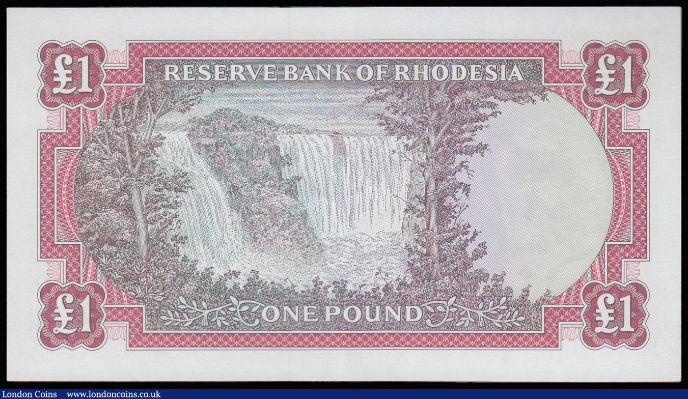 London Coins : A182 : Lot 217 : Rhodesia Reserve Bank 1 Pound dated 18th August 1967 series K/20 401039, Pick28b, portrait QEII at r...