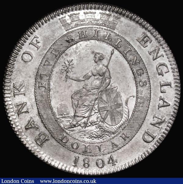 Dollar Bank of England 1804 First leaf points to upright of E in DEI, Obverse A, Reverse 2, ESC 144, Bull 1925, EF with pleasing tone, the reverse retaining some lustre : English Coins : Auction 182 : Lot 2302