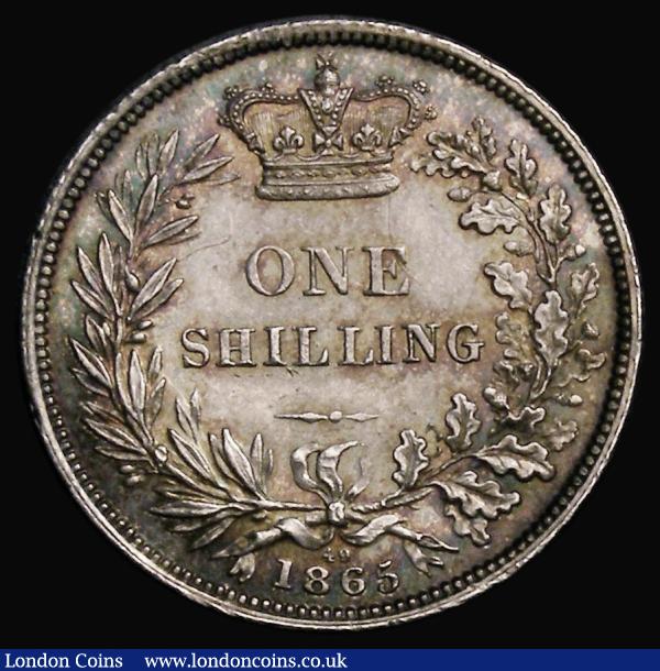 Shilling 1865 ESC 1313, Bull 3025, Die Number 49, A/UNC with an attractive and colourful tone, in an LCGS holder and graded LCGS 70 : English Coins : Auction 182 : Lot 2968