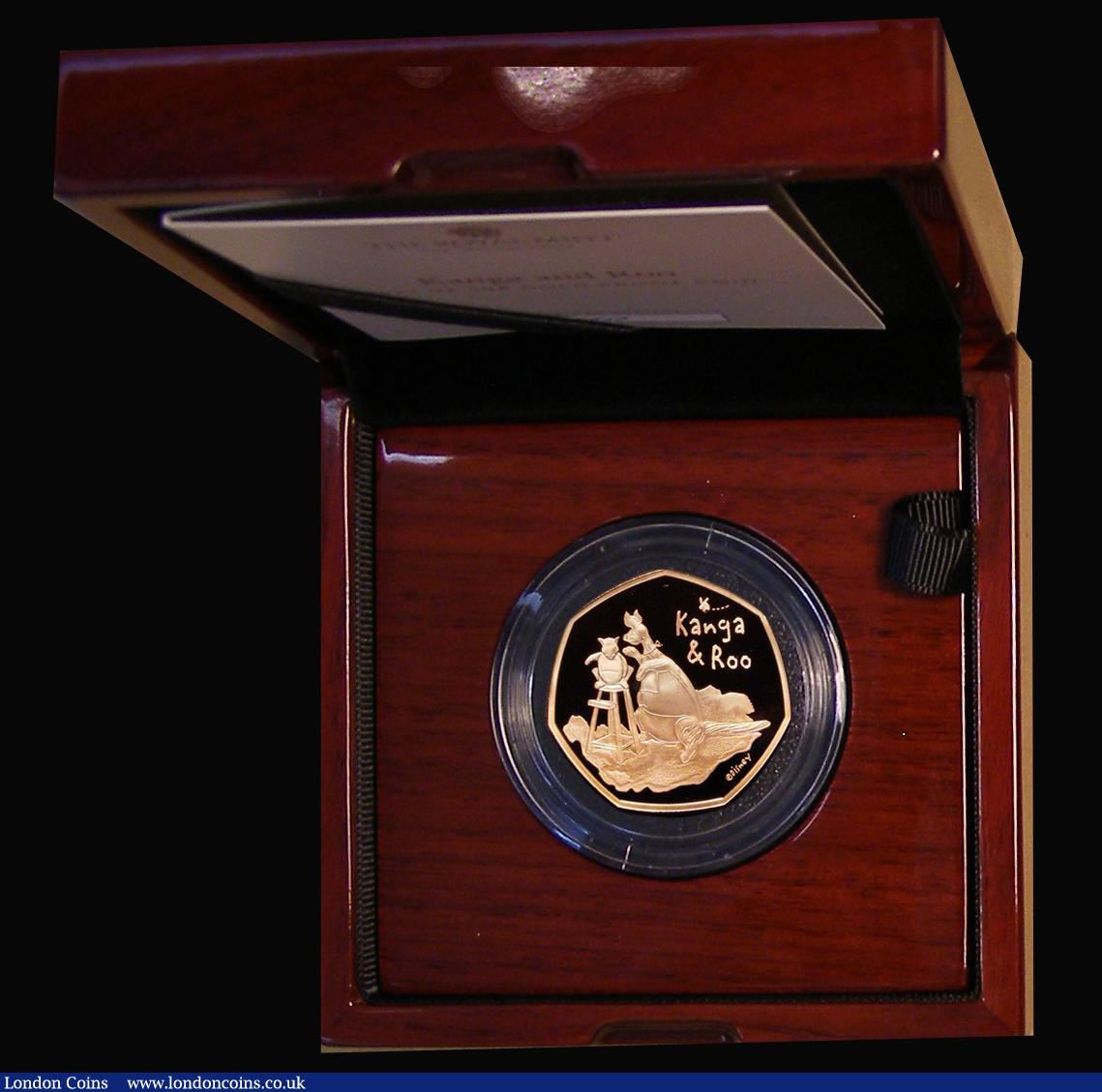 London Coins : A182 : Lot 300 : Fifty Pence 2022 Winnie the Pooh - Kanga and Roo S.H106 Gold Proof FDC in the Royal Mint box of issu...