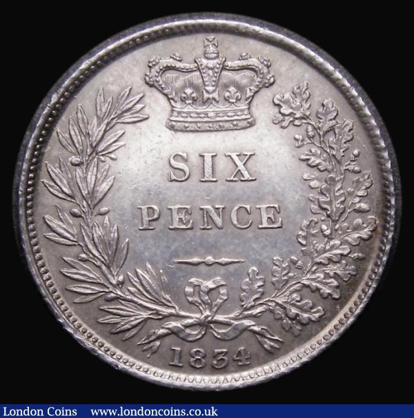 Sixpence 1834 ESC 1674, Bull 2504 UNC the obverse with a subtle blue/green tone, the reverse with touches of golden tone, in an LCGS holder and graded LCGS 78 : English Coins : Auction 182 : Lot 3046