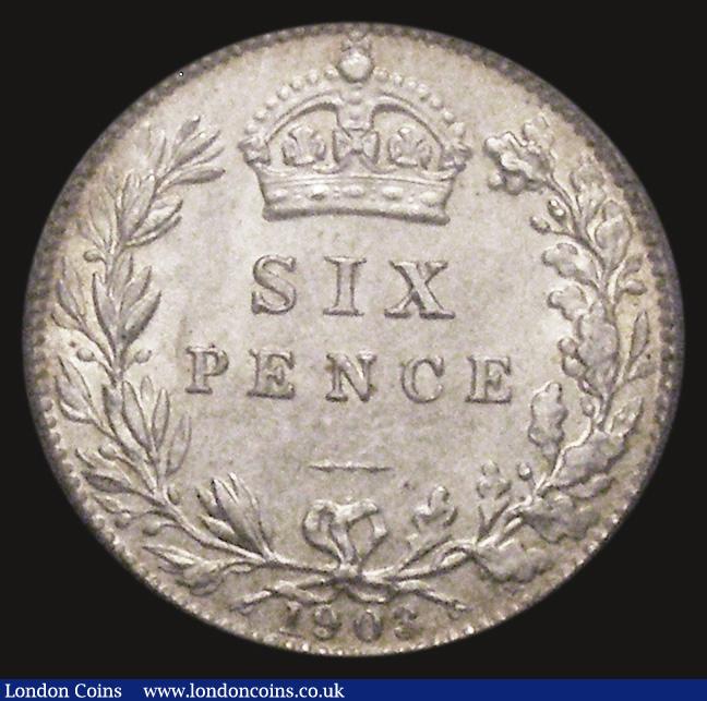 London Coins : A182 : Lot 3065 : Sixpence 1903 ESC 1787, Bull 3599 Lustrous UNC with touches of golden tone, in an LCGS holder and gr...