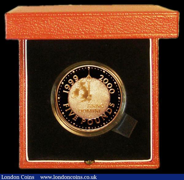 Five Pound Crown 1999 Millennium Gold Proof S.L7, FDC in the Royal Mint box of issue with certificate : English Cased : Auction 182 : Lot 311
