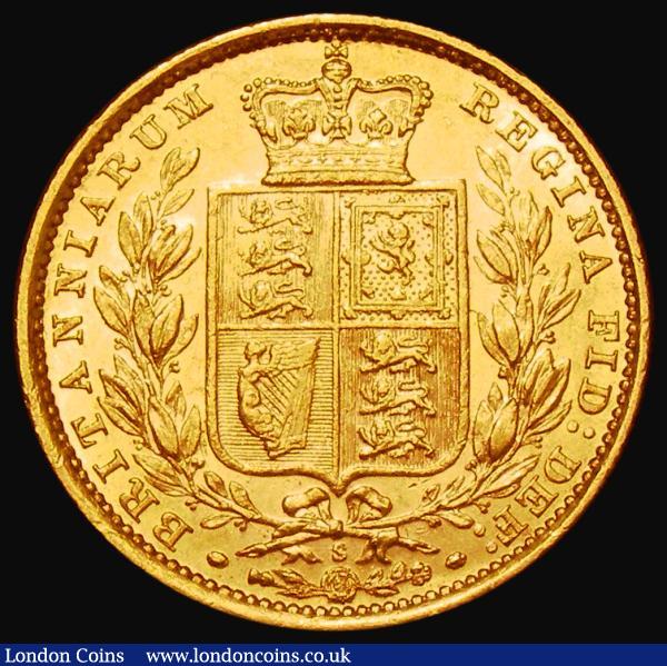 Sovereign 1885S Shield Reverse, Marsh 81, S.3855B, EF/UNC the obverse with some minor contact marks, the reverse lustrous : English Coins : Auction 182 : Lot 3190