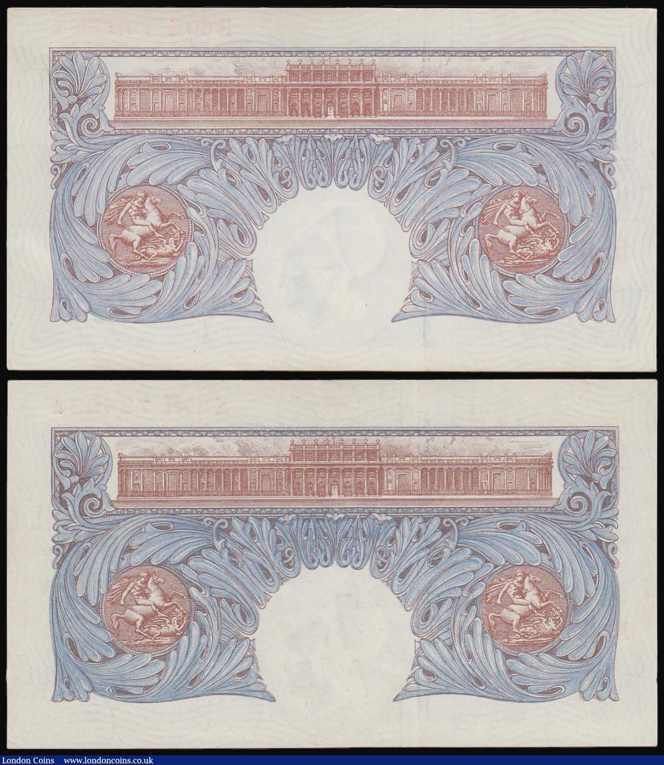 London Coins : A182 : Lot 38 : One Pounds Peppiatt blue B249 issued 1940 series (2) R60E 108788 and last series X39H 734934 both UN...