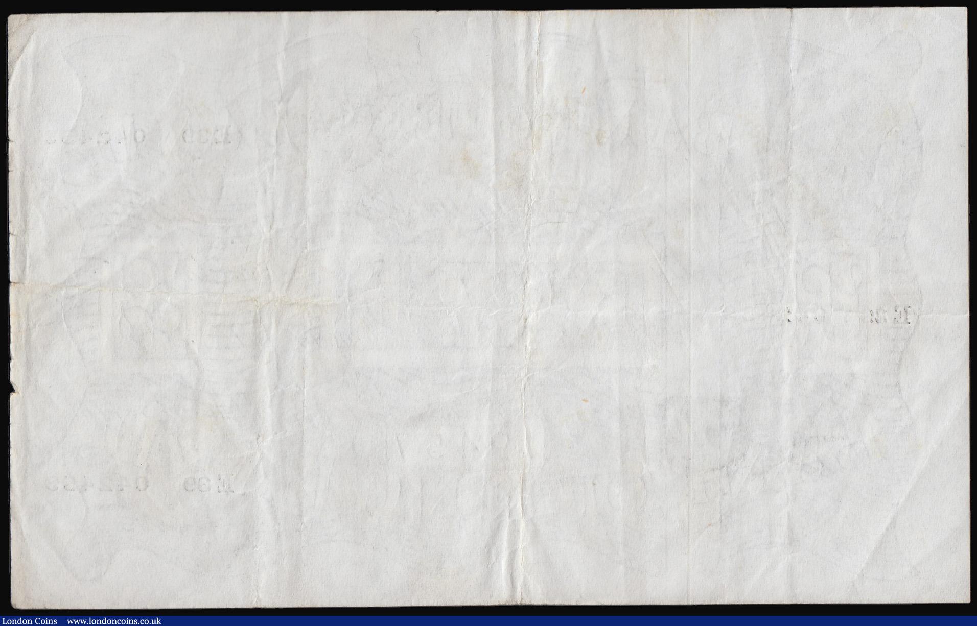 London Coins : A182 : Lot 46 : Five Pounds Peppiatt white B255 thick paper dated 17th October 1944 series E39 042453, VF