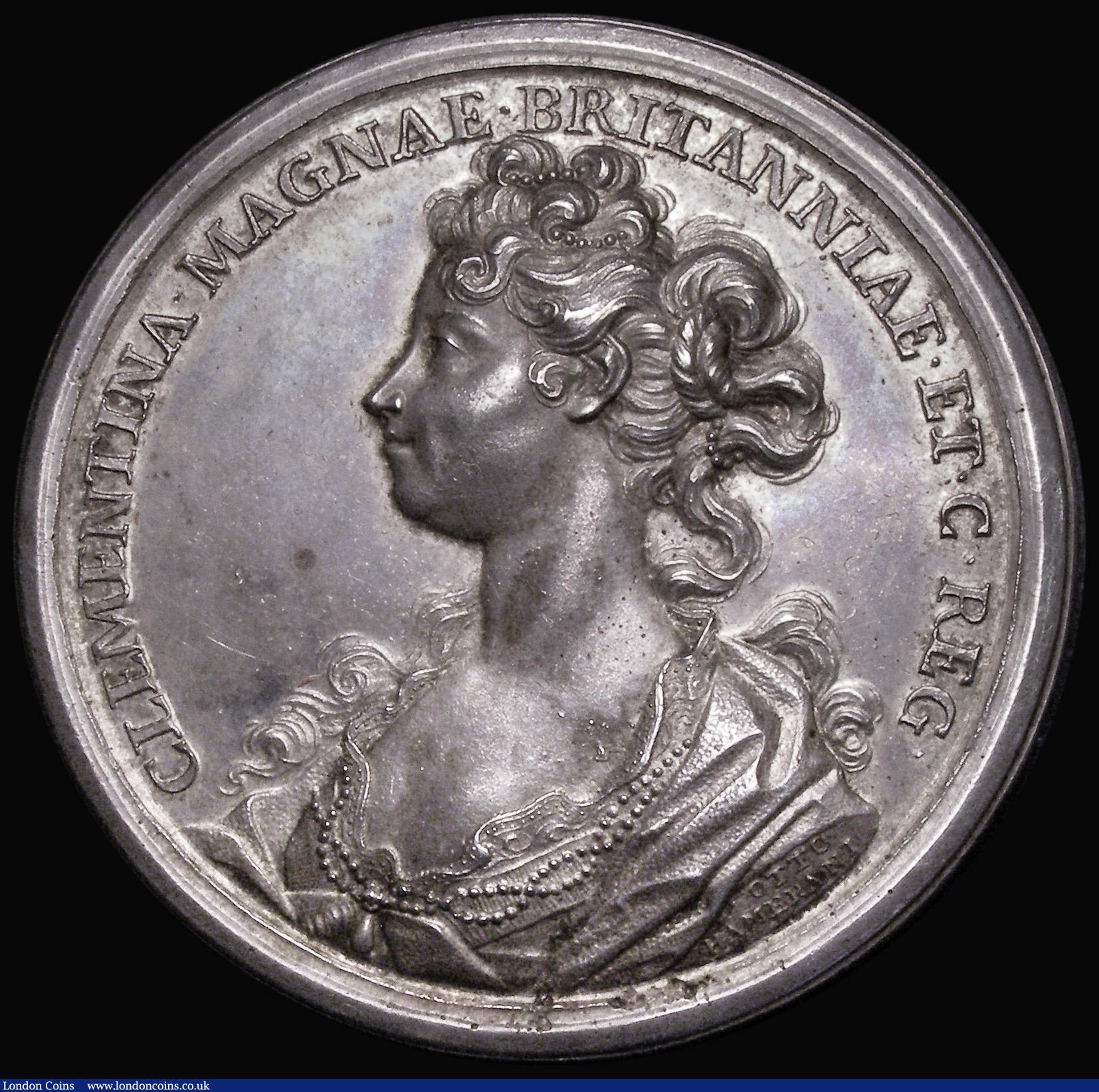 London Coins : A182 : Lot 670 : Marriage of James (III) to Princess Clementina 1719, 48mm diameter in silver by Otto Hamerani, Obver...