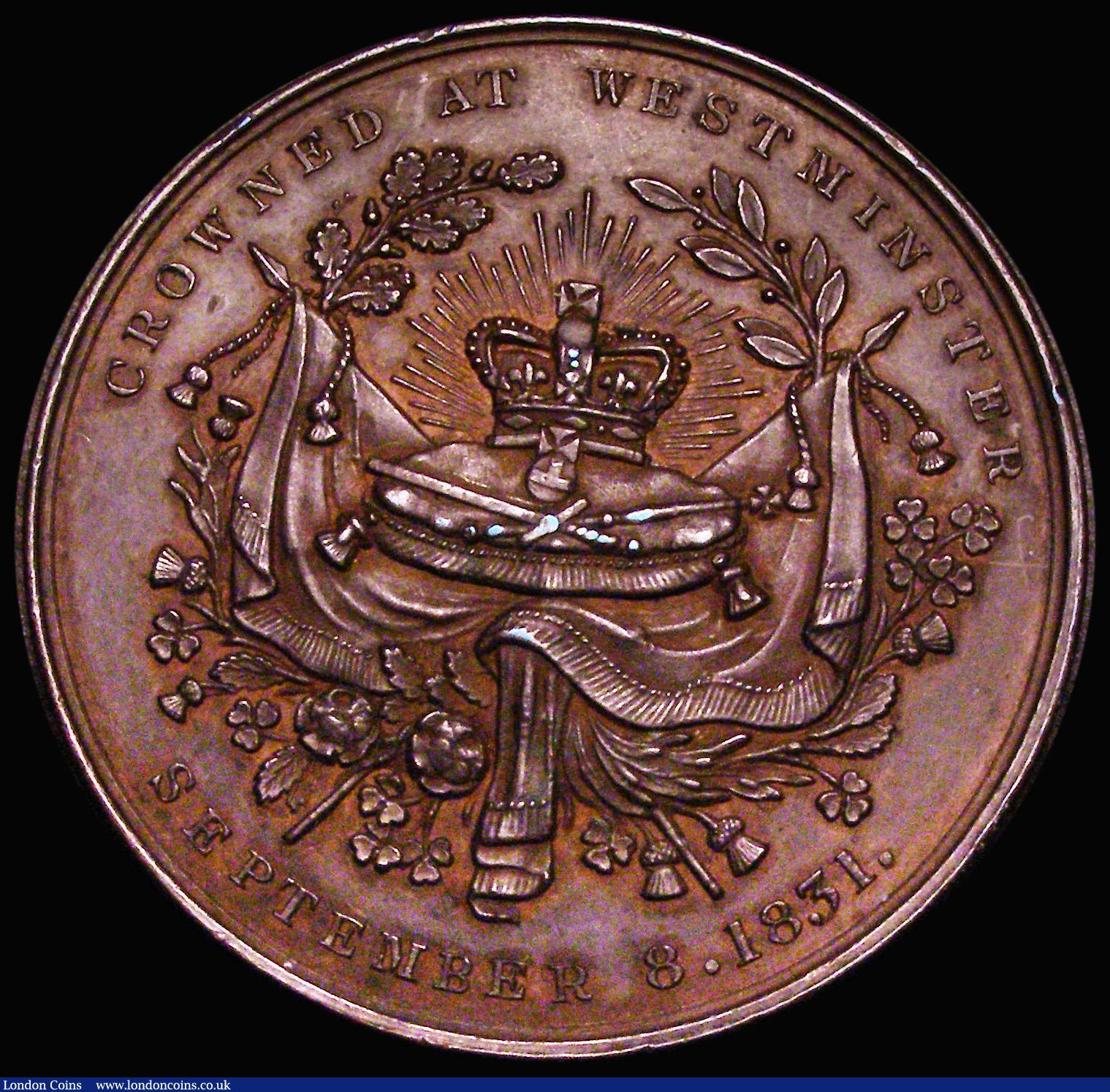 London Coins : A182 : Lot 788 : Coronation of William IV 1831 43mm diameter in copper, unsigned, Obverse: Conjoined busts right, THE...
