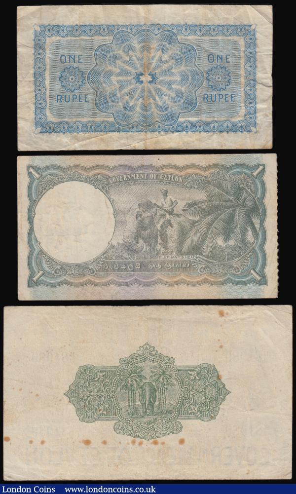 Ceylon, Government of Ceylon (3) 2 Rupees 2nd October 1939 Columbo VF with rust marks series M/10 81089, 1 Rupee 1st July 1929 series J/54 99923 pleasant Fine, 1 Rupee 20th December 1941 George VI at left A/16 712468 near VF : World Banknotes : Auction 182 : Lot 132