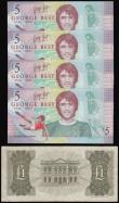 London Coins : A182 : Lot 202 : Northern Ireland Ulster Bank £5 (4) George Best commemorative issue dated 25th November 2006 p...