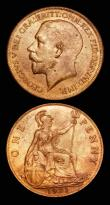 London Coins : A182 : Lot 2832 : Pennies (2) 1920 Freeman 188 dies 2+B UNC with minor cabinet friction and good, slightly streaky lus...