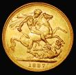 London Coins : A182 : Lot 3200 : Sovereign 1887M Jubilee Head, Angled J in J.E.B., G: of D:G: closer to the crown, Marsh 131E, DISH M...