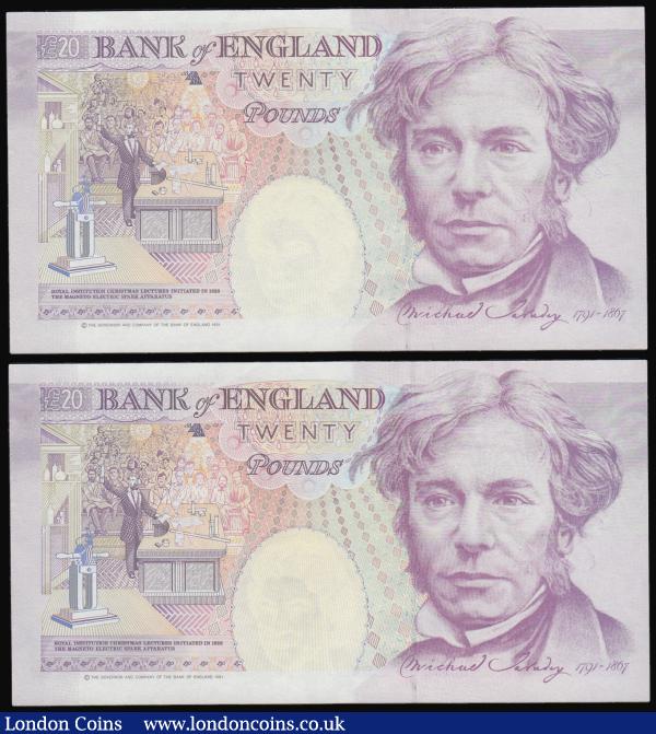 Twenty Pounds Gill B358 (2 consecutives) B17 prefix Unc : English Banknotes : Auction 182 : Lot 95