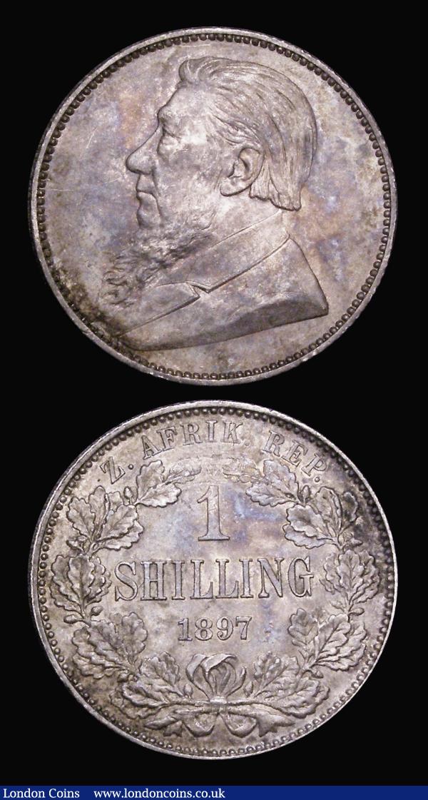 South Africa (2) Shilling 1897 KM#5 EF colourfully toned with some minor contact marks and hairlines, Sixpence 1897 KM#4 NEF/GVF with some contact marks : World Coins : Auction 183 : Lot 1131