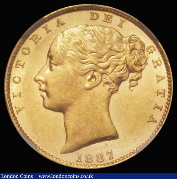Sovereign 1887M Young Head, Shield Reverse, Marsh 68, S.3854A, in an NGC holder and graded MS60, one of the key rarities in the Melbourne Mint Victorian series, rated R3 by Marsh/Hill  : English Coins : Auction 183 : Lot 2232