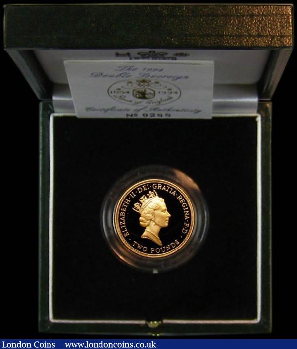 Two Pounds 1994 Tercentenary of the Bank of England S.K4 Gold Proof FDC in the Royal Mint box of issue with certificate : English Cased : Auction 183 : Lot 451