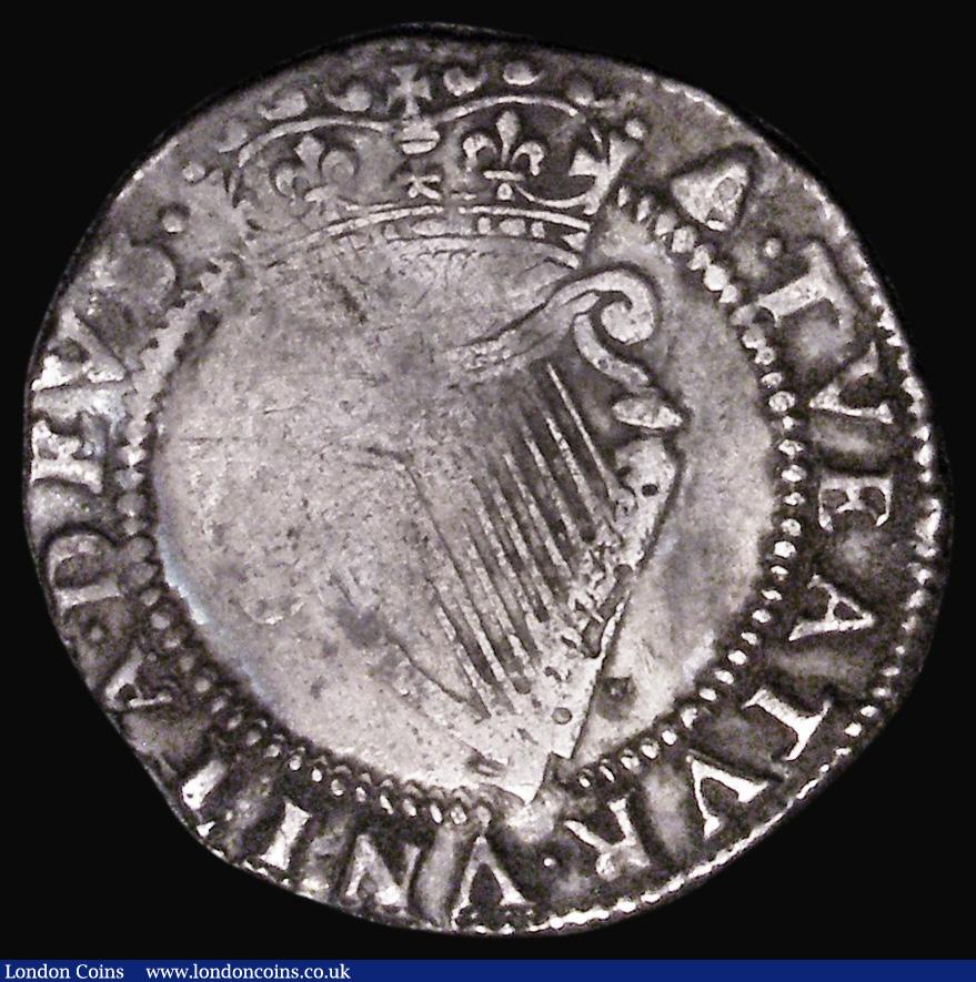 London Coins : A183 : Lot 1011 : Ireland Sixpence James I First Coinage S.6514 mintmark Bell, 2.15 grammes Fine, weak on the King...