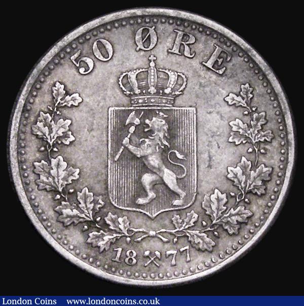 Norway 50 Ore 1877 KM#356 Good Fine : World Coins : Auction 183 : Lot 1083