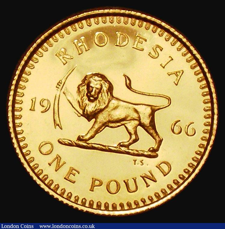 London Coins : A183 : Lot 1104 : Rhodesia One Pound 1966 Gold Proof KM#6 UNC the obverse with hairlines