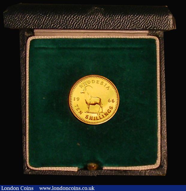 London Coins : A183 : Lot 1107 : Rhodesia Ten Shillings 1966 Gold Proof KM#5 nFDC retaining practically full mint brilliance