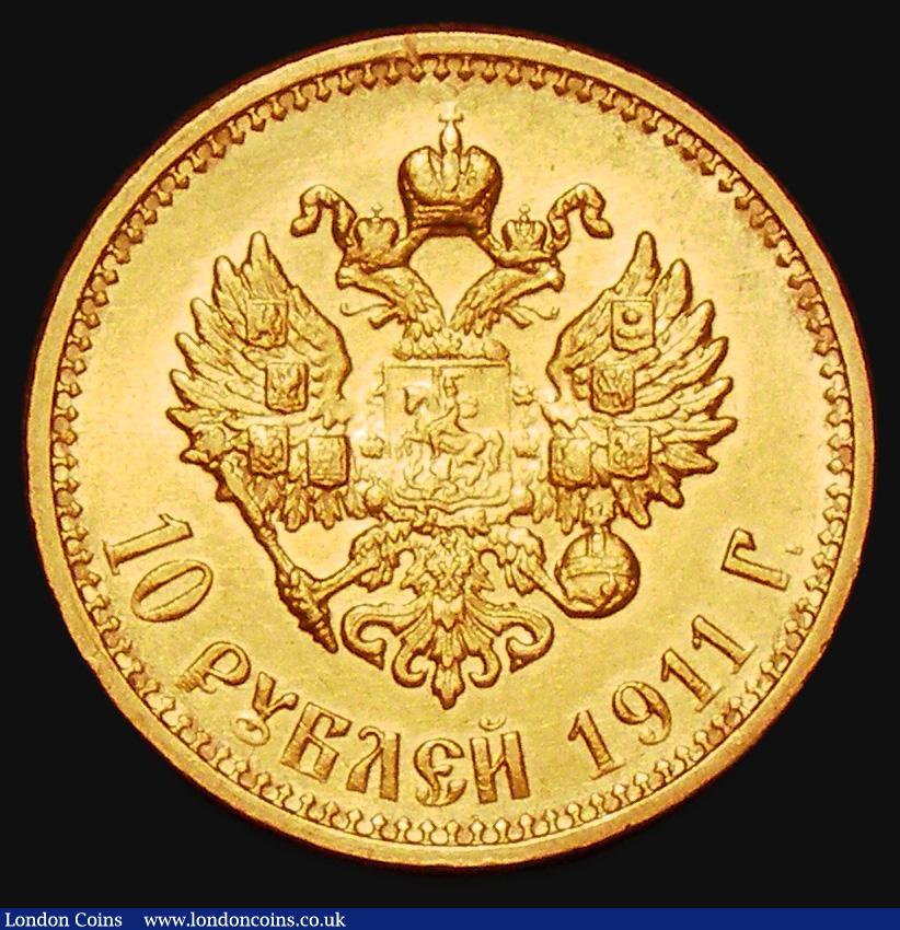 London Coins : A183 : Lot 1115 : Russia Ten Roubles Gold 1911 ЭБ Y#64 NEF with some hairlines