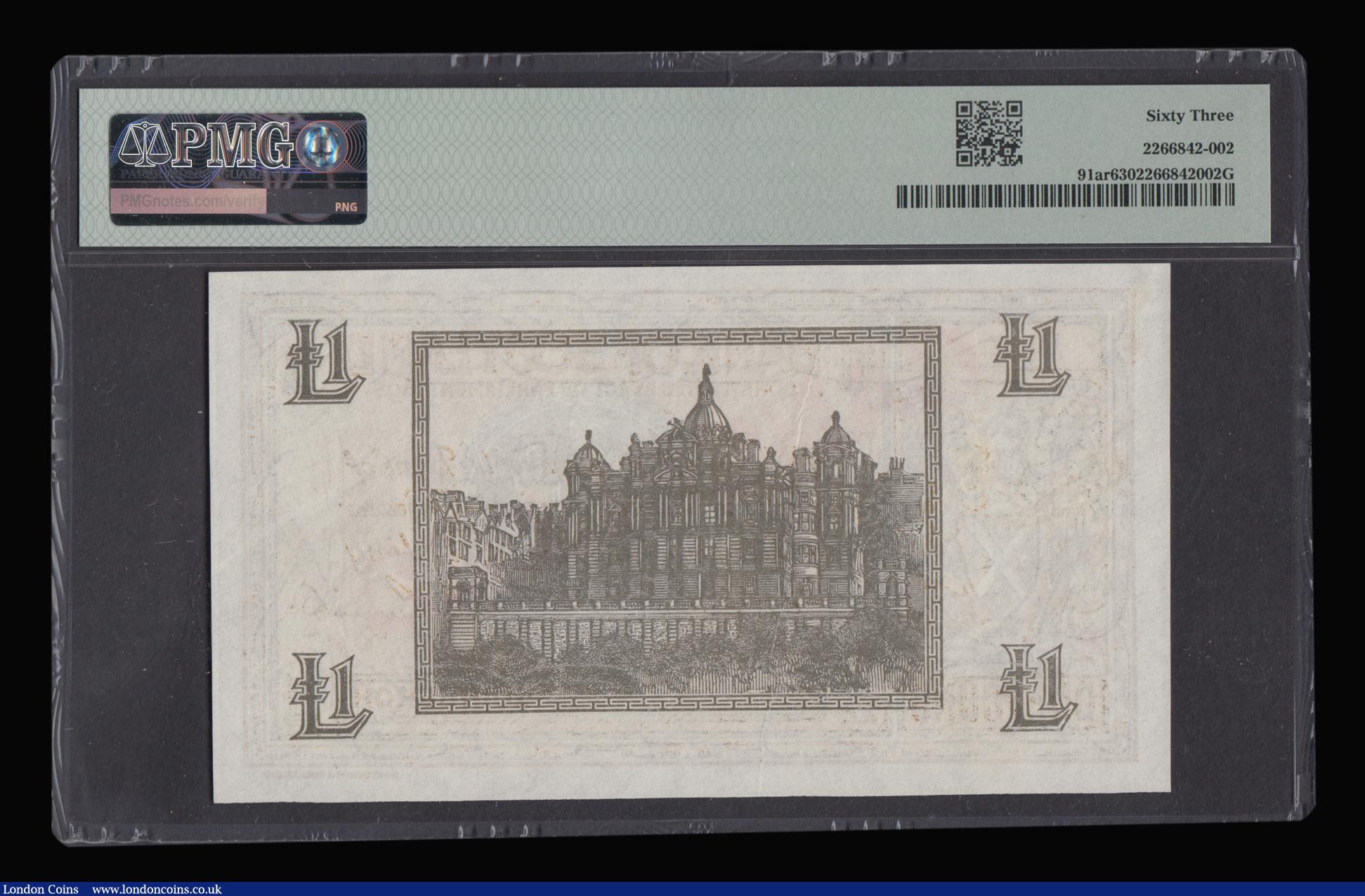 London Coins : A183 : Lot 122 : Scotland, Bank of Scotland One Pound Proof or Trial of 1937-43 issue Pick 91ar Lord Elphinstone and ...