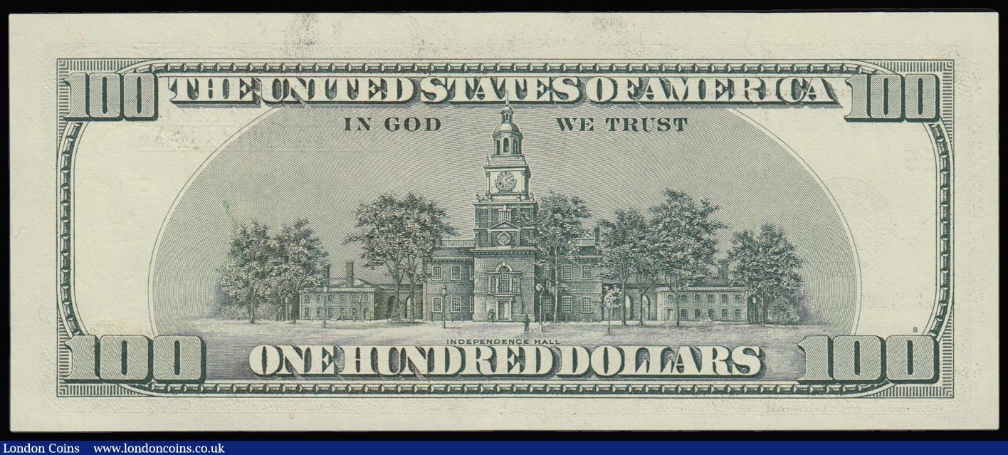 London Coins : A183 : Lot 131 : USA 100 Dollars Series of 1999 Pick 508 Benjamin Franklin facing portrait AU