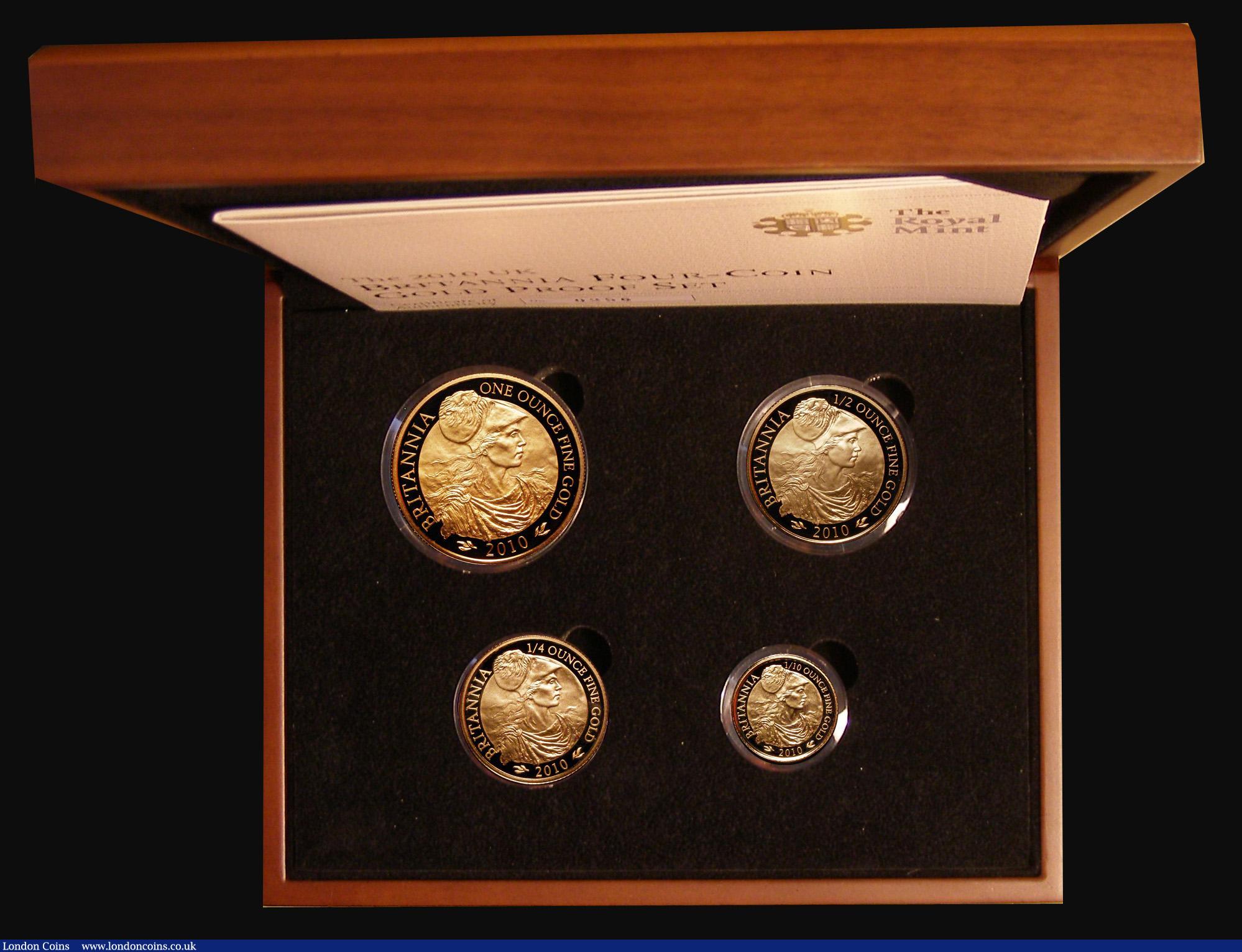London Coins : A183 : Lot 155 : Britannia Gold Proof Set 2010 the four-coin set S.PBG31comprising £100 Gold One Ounce, £...