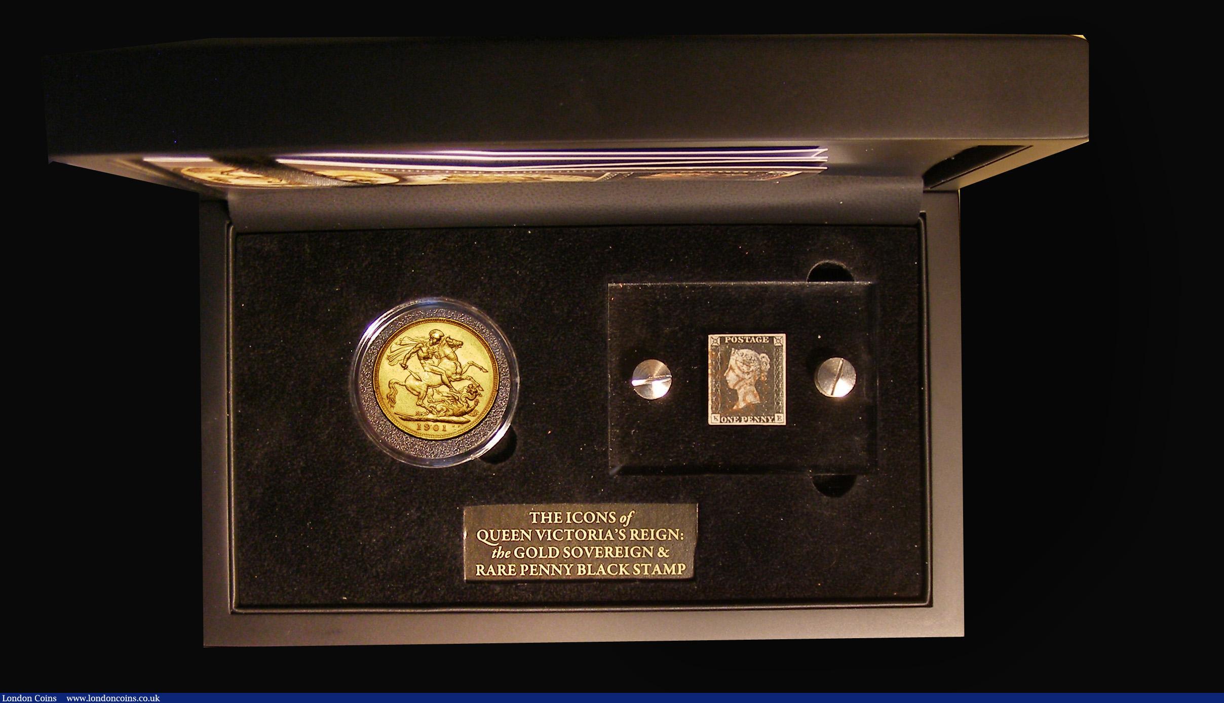 London Coins : A183 : Lot 160 : Coin and Stamp set, The Icons of Queen Victoria's reign, The Gold Sovereign and Penny Black sta...