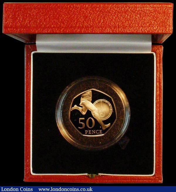 London Coins : A183 : Lot 167 : Fifty Pence 2004 50th Anniversary of the Four-minute Mile Gold Proof FDC cased as issued with certif...